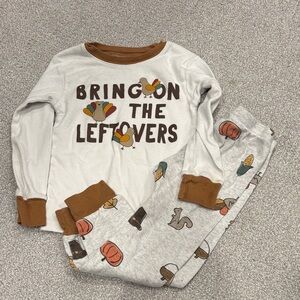 Carter's White and Brown Turkey Pajama Set